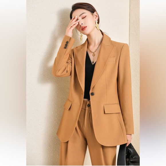 In The Style Jackets & Blazers - In The Style 2-Piece Suit Blazer & High Waist Pants Camel Color Size 6 XS